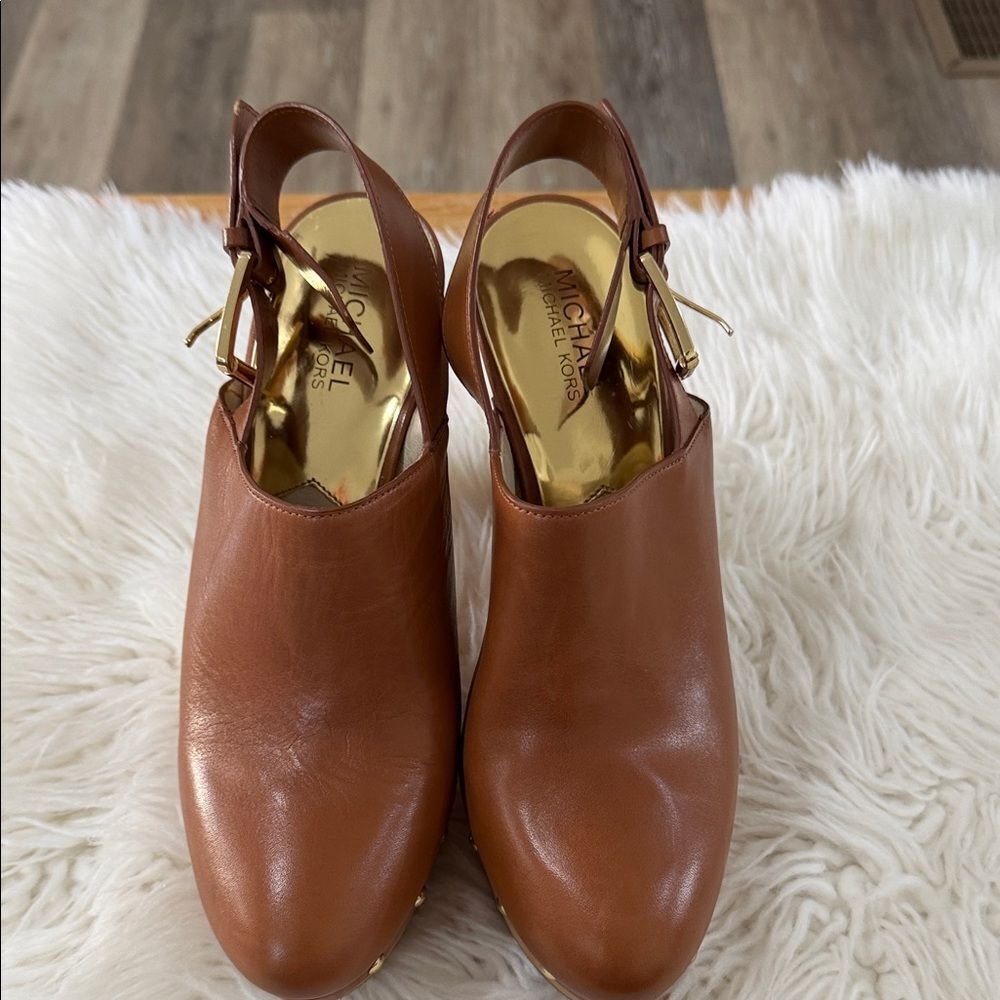 Michael Kors Brown Leather Mules Size 10 - Picture 2 of 10